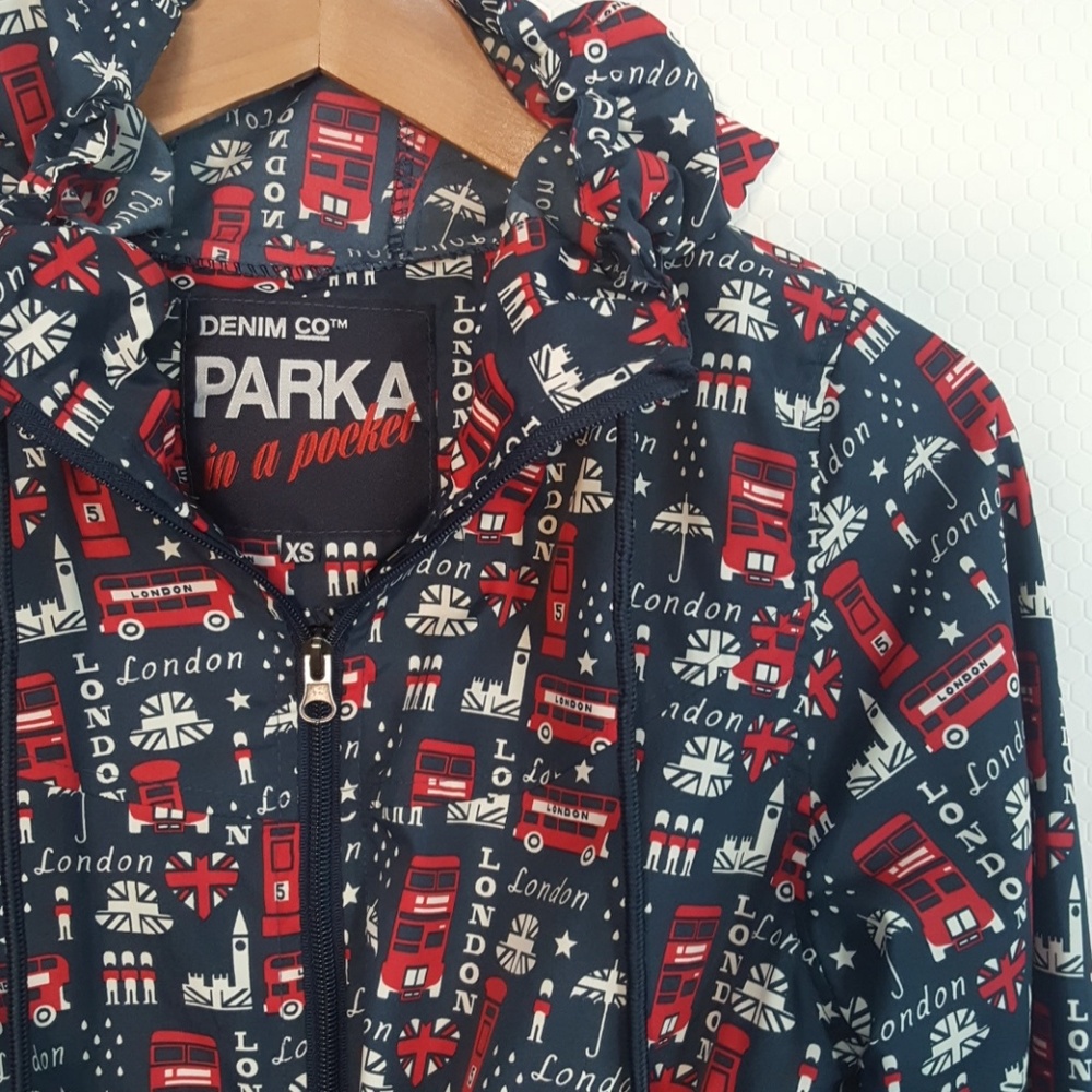 Parka In A Pocket Denim Co Rain Coat London Navy